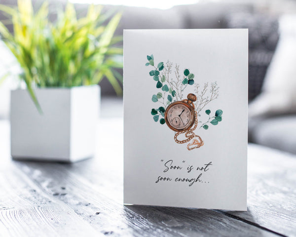 Get Well Now Card - Pocketwatch and Greenery - Printable Digital Download by Greengate Images