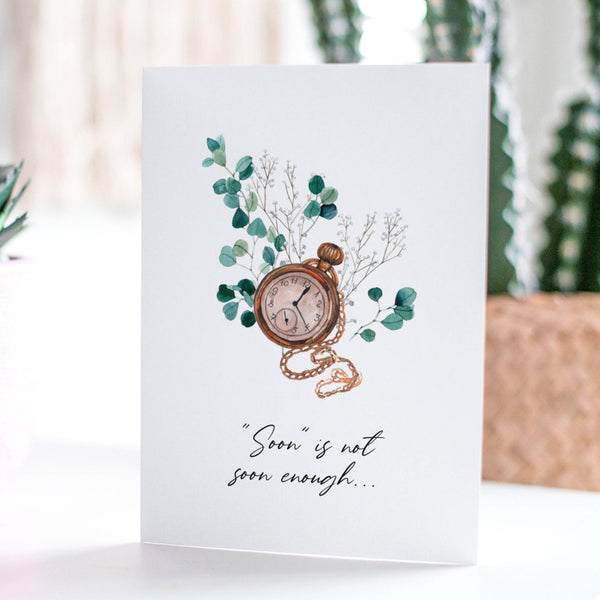 Get Well Now Card - Pocketwatch and Greenery - Printable Digital Download by Greengate Images