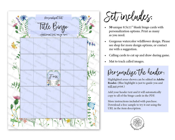 Wildflower Bingo Template - Greengate Images