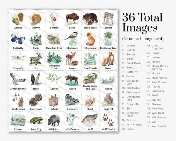 Woodland/Forest Bingo - Greengate Images