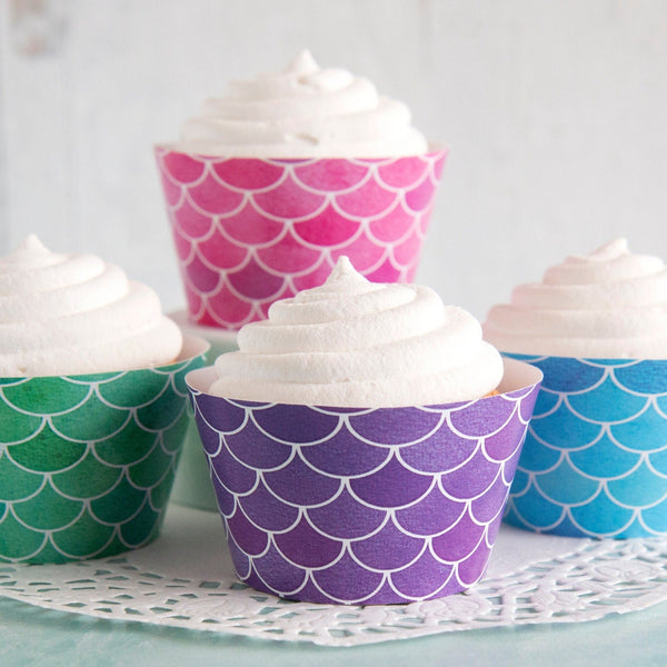 Mermaid Scales Cupcake Wrappers - Bold Colors - Printable Digital Download by Greengate Images