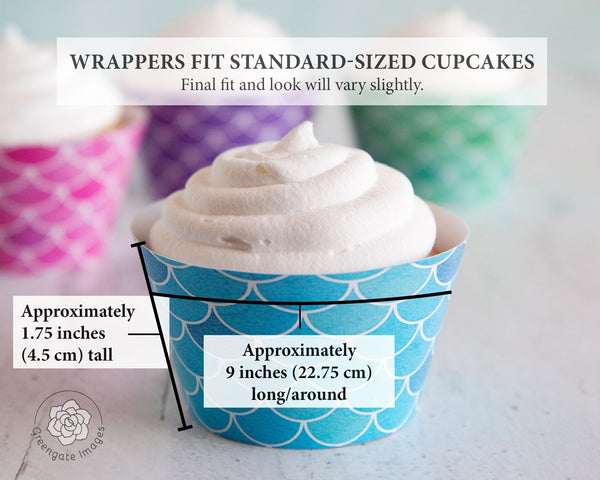 Mermaid Scales Cupcake Wrappers - Bold Colors - Printable Digital Download by Greengate Images