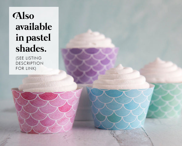 Mermaid Scales Cupcake Wrappers - Bold Colors - Printable Digital Download by Greengate Images