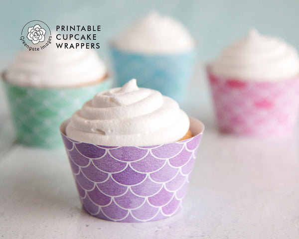 Mermaid Scales Cupcake Wrappers - Pastel Colors - Printable Digital Download by Greengate Images