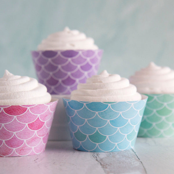 Mermaid Scales Cupcake Wrappers - Pastel Colors - Printable Digital Download by Greengate Images