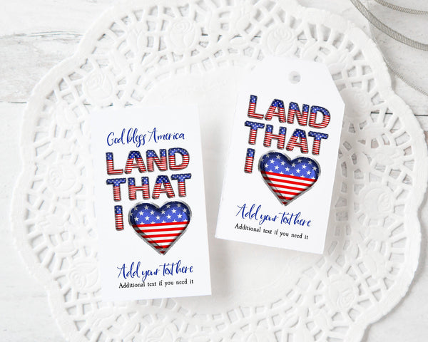 Land that I Love Patriotic Gift Tag - Printable Digital Download by Greengate Images