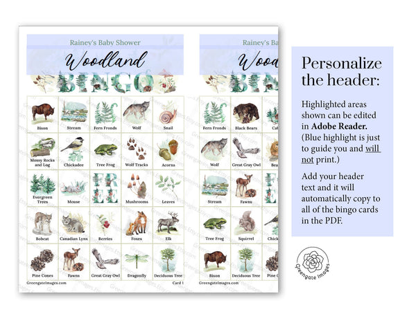 Woodland/Forest Bingo - Greengate Images