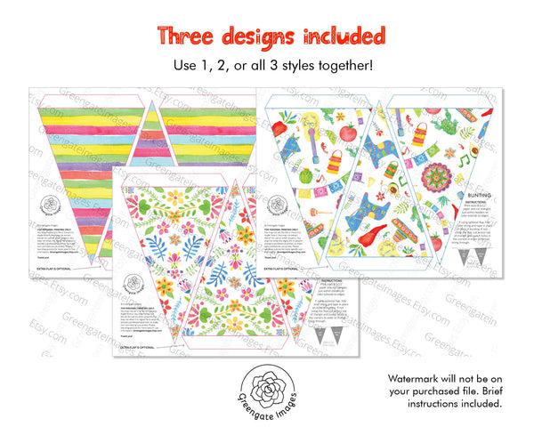 Fiesta / Cinco de Mayo Bunting - Printable Digital Download by Greengate Images