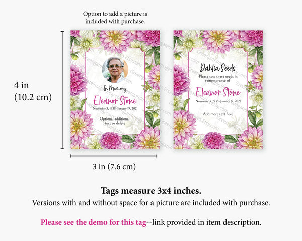 Dahlia Seed Packet Tags - Printable Digital Download by Greengate Images