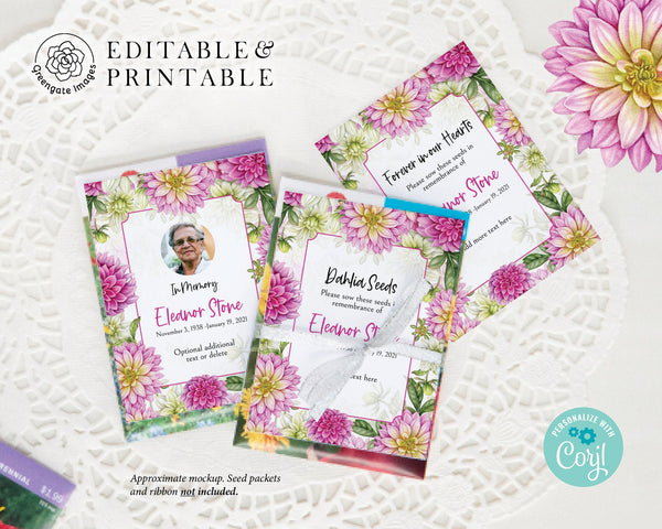 Dahlia Seed Packet Tags - Printable Digital Download by Greengate Images