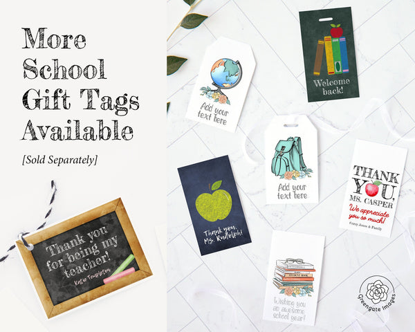 School/Teacher Gift Tag - Chalkboard Books - Printable Digital Download by Greengate Images