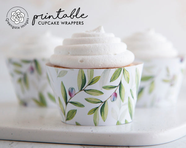 Olive Branch Cupcake Wrappers - Printable Digital Download by Greengate Images