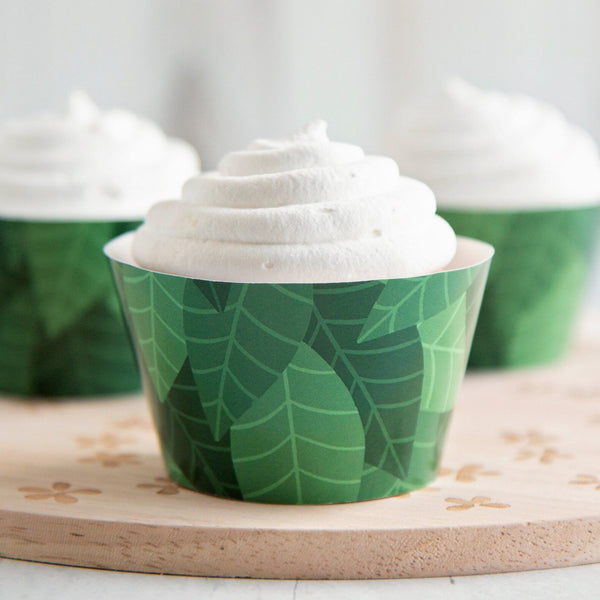 Tropical Leaves Cupcake Wrapper - Printable Digital Download by Greengate Images