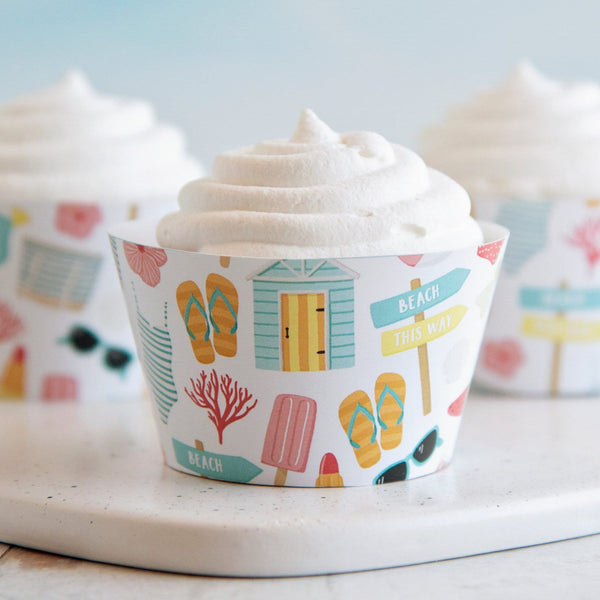 Summer Beach Cupcake Wrapper - Printable Digital Download by Greengate Images