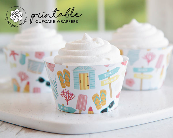 Summer Beach Cupcake Wrapper - Printable Digital Download by Greengate Images