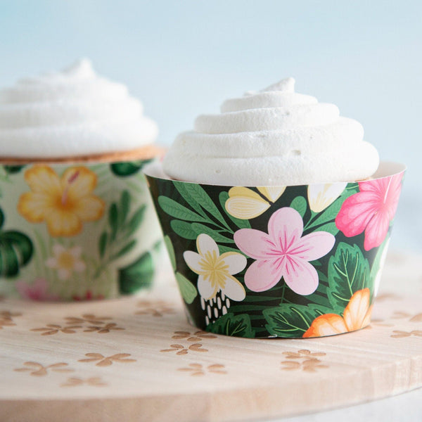 Tropical Flower Cupcake Wrapper - Printable Digital Download by Greengate Images