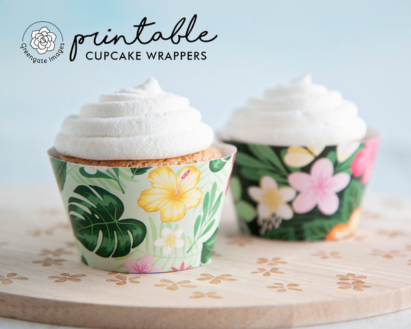 Tropical Flower Cupcake Wrapper - Printable Digital Download by Greengate Images