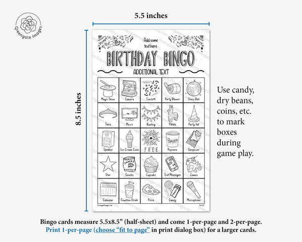 Personalized Birthday Bingo - Greengate Images
