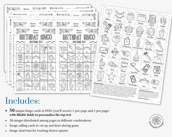 Personalized Birthday Bingo - Greengate Images