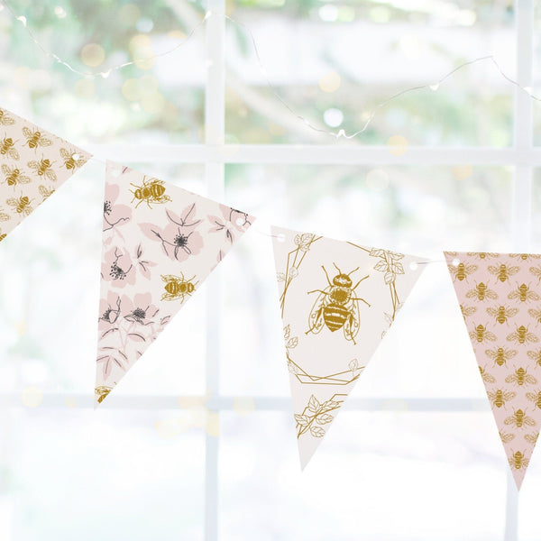 Blush/Gold Honey Bee Bunting Set - Printable Digital Download by Greengate Images