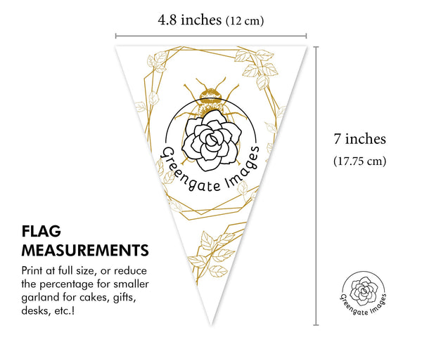 Blush/Gold Honey Bee Bunting Set - Printable Digital Download by Greengate Images