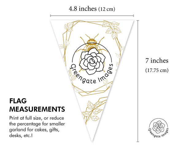 Teal/Gold Honey Bee Bunting Set - Printable Digital Download by Greengate Images