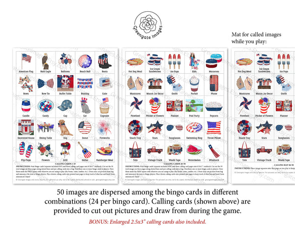 Patriotic Bingo - Personalize the Header - Greengate Images