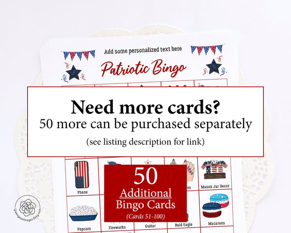 Patriotic Bingo - Personalize the Header - Greengate Images
