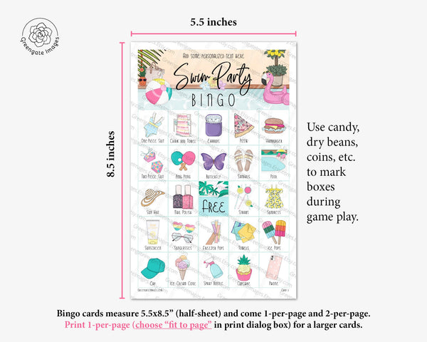 Pool Party Bingo - Greengate Images