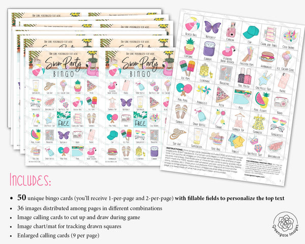 Pool Party Bingo - Greengate Images