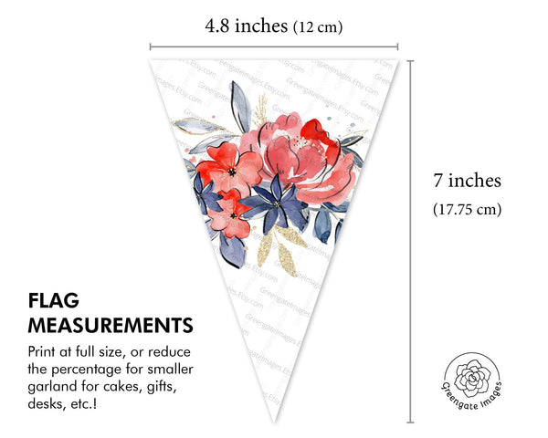 Patriotic Floral Bunting - Printable Digital Download by Greengate Images