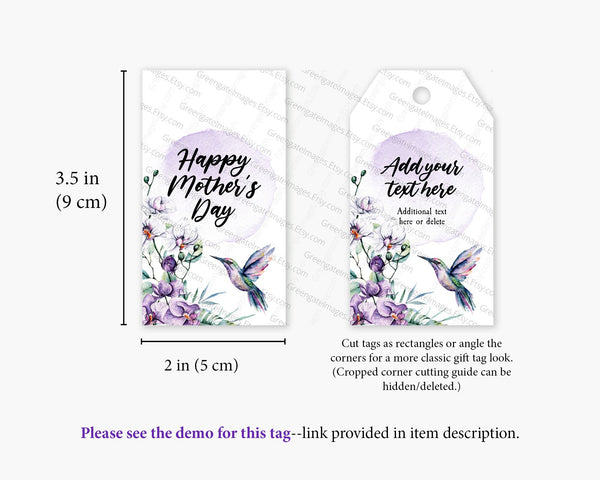 Hummingbird Gift Tag - Printable Digital Download by Greengate Images