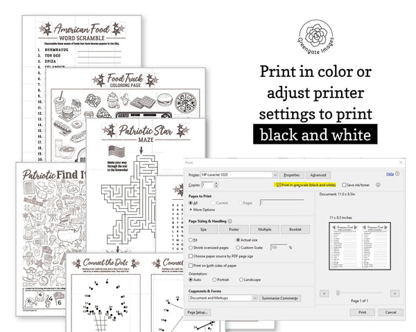 US Patriotic Activity Pack - Printable Digital Download by Greengate Images