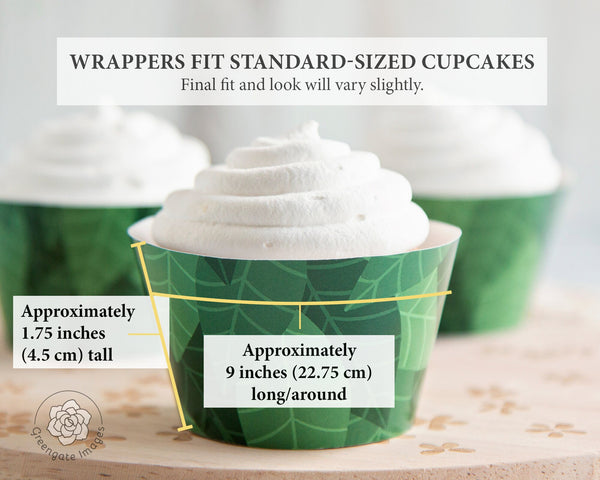 Tropical Leaves Cupcake Wrapper - Printable Digital Download by Greengate Images
