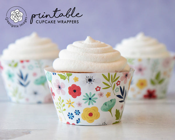 Wildflower Cupcake Wrapper - Printable Digital Download by Greengate Images