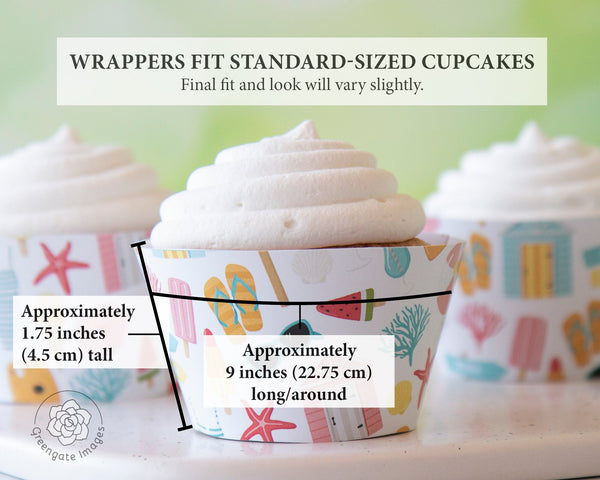 Summer Beach Cupcake Wrapper - Printable Digital Download by Greengate Images