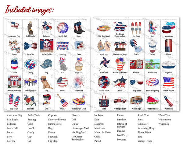 Patriotic Bingo - Personalize the Header - Greengate Images