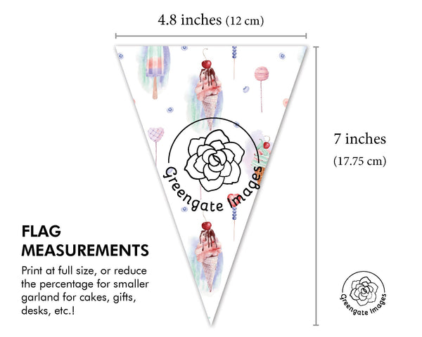 Ice Cream Bunting Set - Printable Digital Download by Greengate Images