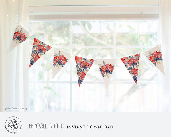 Patriotic Floral Bunting - Printable Digital Download by Greengate Images