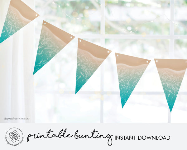 Turquoise Beach Shoreline Bunting - Printable Digital Download by Greengate Images