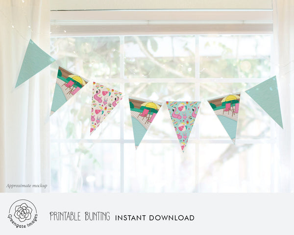 Swimming Pool Party Bunting Set - Printable Digital Download by Greengate Images