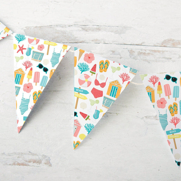 Cute Beach Pattern Bunting - Printable Digital Download by Greengate Images