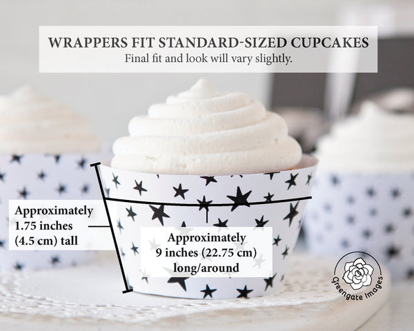 Black and White Stars Cupcake Wrapper 