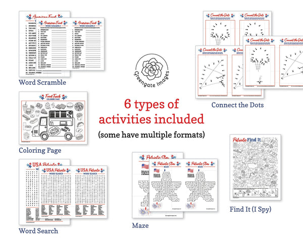 US Patriotic Activity Pack - Printable Digital Download by Greengate Images