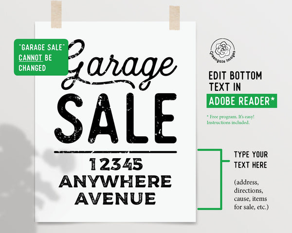 8.5x11" Garage Sale Signs - Printable Digital Download by Greengate Images