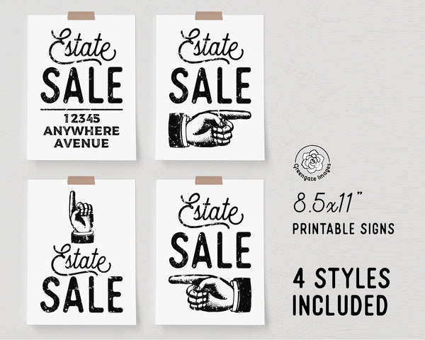 8.5x11" Estate Sale Signs - Printable Digital Download by Greengate Images