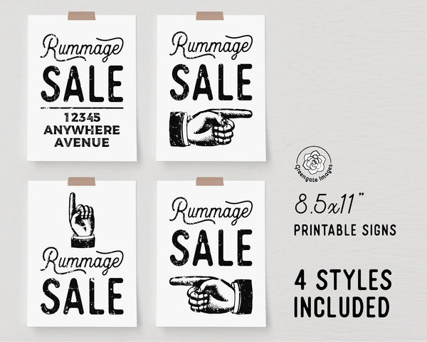 8.5x11" Rummage Sale Signs - Printable Digital Download by Greengate Images