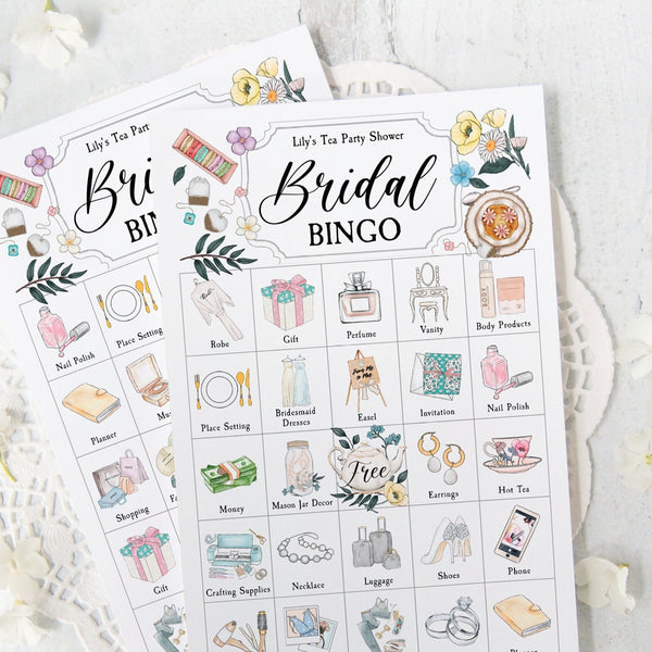 Tea Party Bridal Shower Bingo Cards - Greengate Images