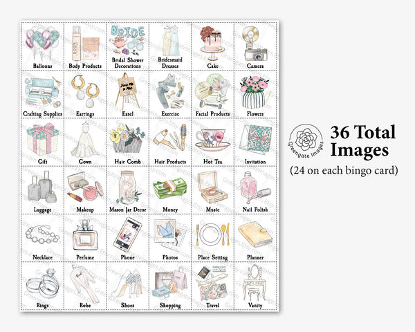 Tea Party Bridal Shower Bingo Cards - Greengate Images