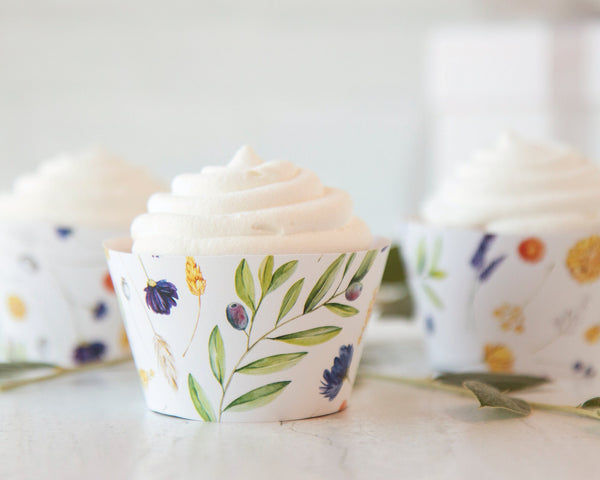 Wildflower Cupcake Wrapper - Printable Digital Download by Greengate Images